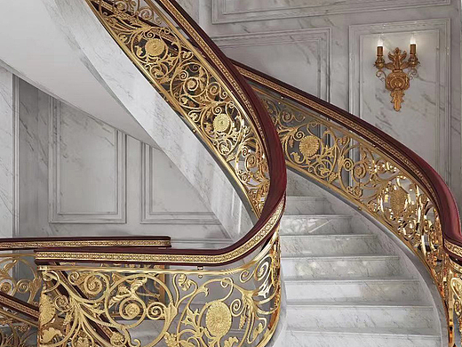 定制室内户外铜艺楼梯扶梯 多种新中式栏杆款式