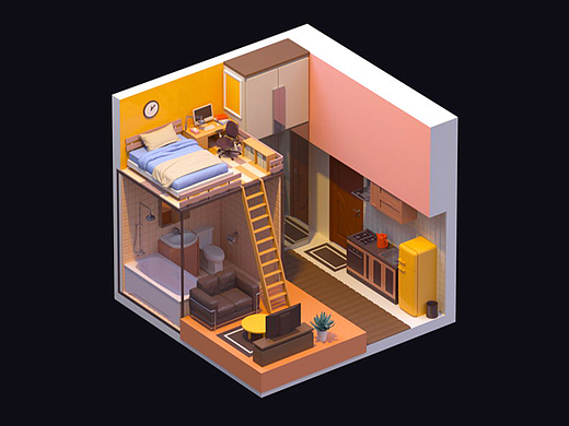 【3dmax建模】卡通场景复试小房间模型制作教程。