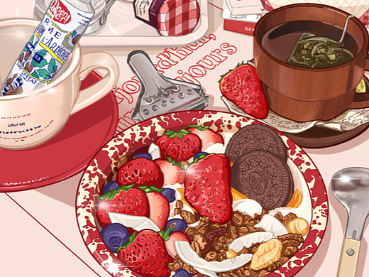 iPad线稿风插画 | 下午茶