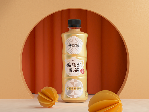 香飘飘 | 金竹瓶 — 黑乌龙乳茶包装设计-瓶型造型设计