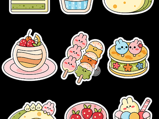 🍮🍰美食插画甜点蛋糕饮料手帐素材贴纸1⃣️
