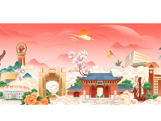 上海交通大学折页插画设计