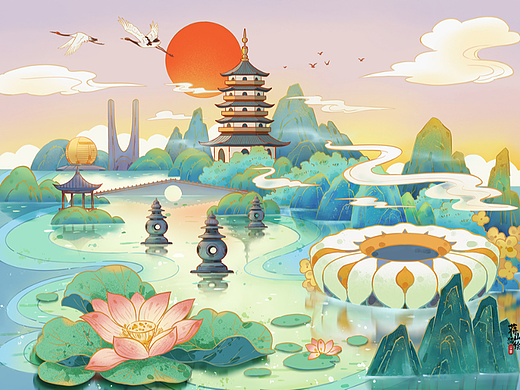 我和亚运会合作的插画