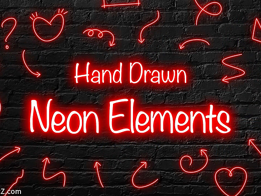 FCPX插件：48种手绘霓虹发光线条图形元素动画 Hand Drawn Neon Elements