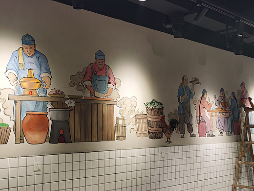 成都鸿喜火锅店墙绘| 餐厅墙绘|图耀文化| 乡村彩绘