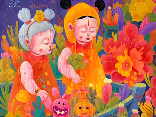 纯手绘作品《落日沼泽》