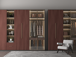 現(xiàn)代臥室衣柜渲染