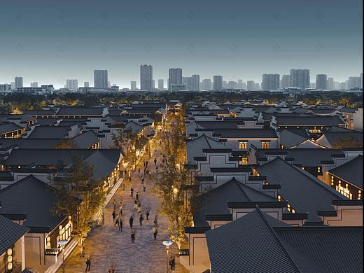 室外效果图 夜晚古镇