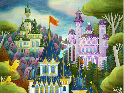 拼图插画《三座城堡》