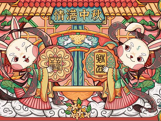 蓝贵莲插画班国潮风《情满中秋》