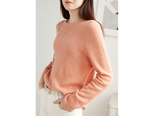 3色圆领羊毛衣上身图拍摄