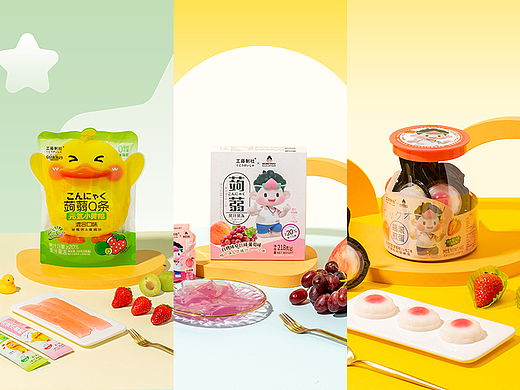 蒟蒻Q条 摇滚煎蛋 蒟蒻果汁果冻｜拍摄&设计
