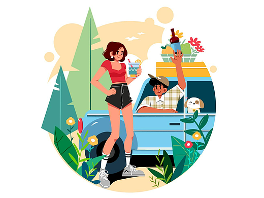 运营插画-夏日出游计划