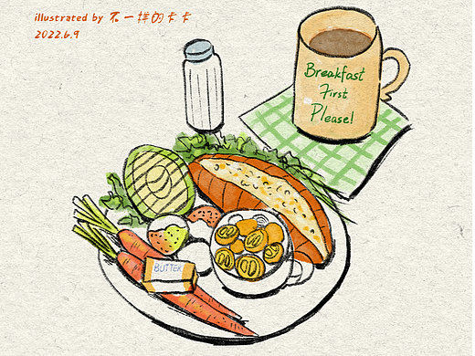 减脂早餐手绘速写