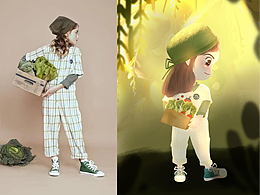 照片转三头身人物原创插画