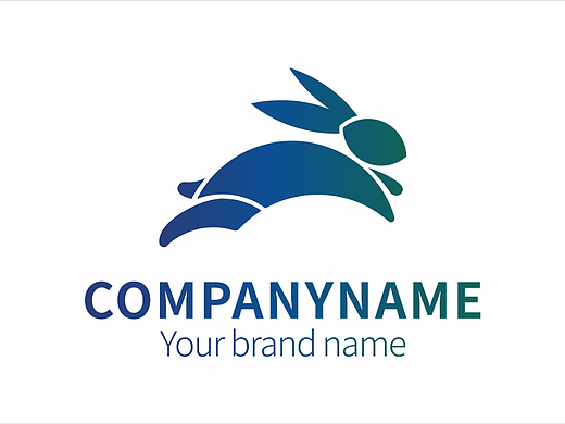 兔子色块表达图形LOGO