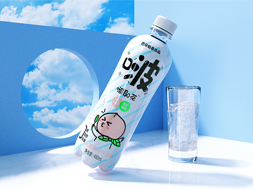 巴马铂泉丨啵Bo茶气泡水饮料包装设计丨瓶型设计丨logo