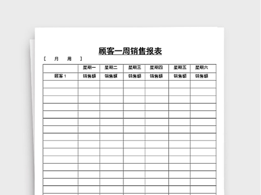 顾客人员一周销售额情况报表Word文档