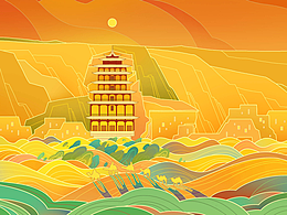 敦煌杯子包装插画设计