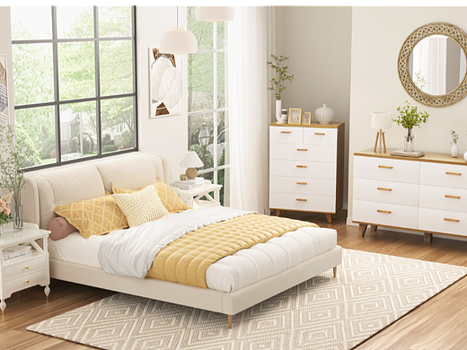 白色六抽斗柜渲染