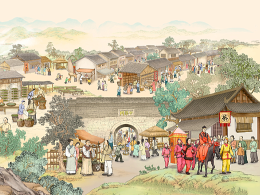 伉俪育名茶层板画