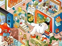 2.5D線性插畫-Game on