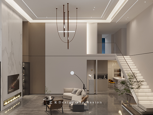 现代挑空别墅-艺米效果图