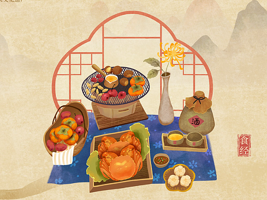 二十四节气｜饮食习俗｜手绘插画海报