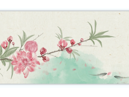 新中式桃花插画