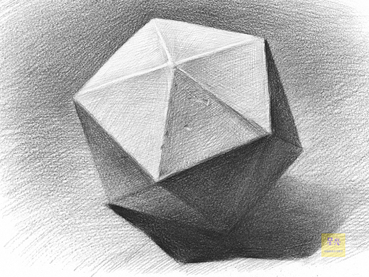石膏几何体素描绘画