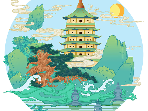 城市景点寺院古塔传统建筑