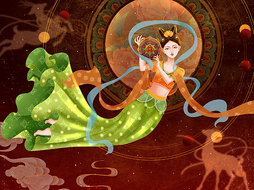 夏天畫的敦煌系列作品（個(gè)人主頁-ZNjE2NTIyMDg=） - 商業(yè)插畫 - 站酷設(shè)計(jì)師紫陌琉璃原創(chuàng)素材 - 站酷ZCOOL