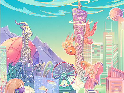 国潮插画中秋｜热干面｜冬至｜广州城市插画