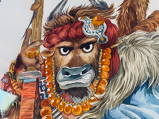 开心的笑笑作《创业奋斗牛》