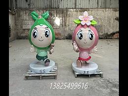 玻璃钢纤维卡通悦悦和美美雕塑商场店铺IP形象摆件装饰