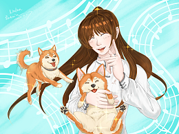 《少女與犬》原創(chuàng)插畫(huà)