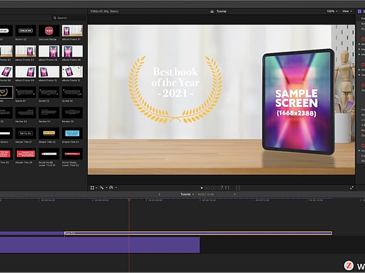 fcpx插件：Ebook Promo Toolkit(漂亮的多种效果字体转场插件)