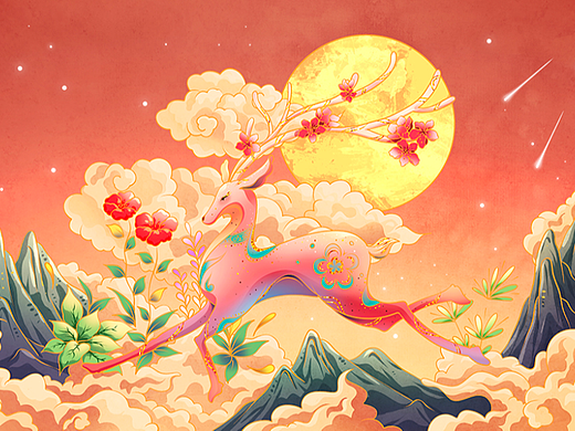 金秋十月，节日主题插画