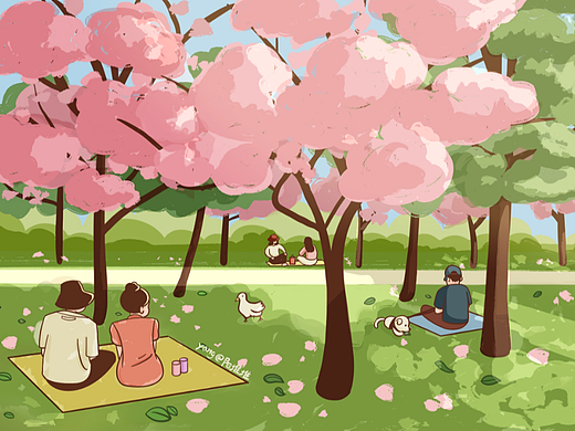 春光正好 | 春游进行时（个人主页-ZNTk0NTQ2ODg=） - 商业插画 - 站酷设计师阳堆堆原创素材 - 站酷ZCOOL