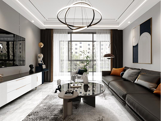 现代风 客餐厅（个人主页-ZNjEyODMzMjA=） - 家装设计 - 站酷设计师青云效果图表现原创素材 - 站酷ZCOOL