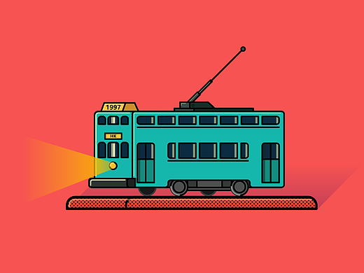 插画-香港电车~