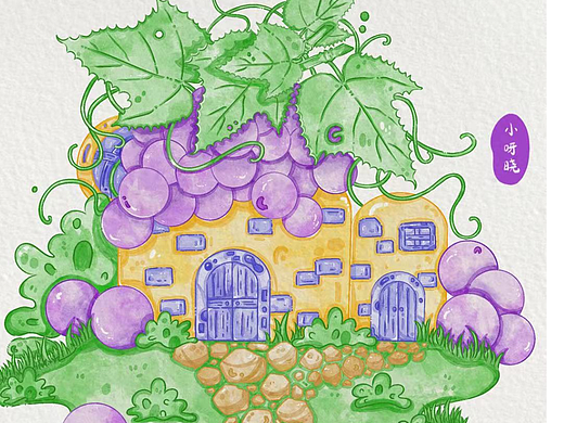 插画|水果小房子