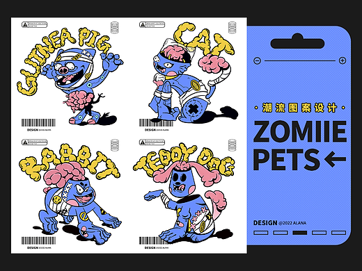 潮流图案设计-丧尸宠物ZOMIE PETS（个人主页-ZNjM0MzczOTI=） - 品牌 - 站酷设计师米粥Alana原创素材 - 站酷ZCOOL