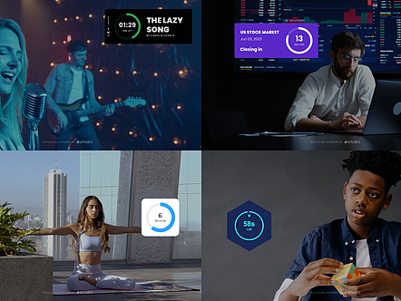 AE模板|创意高级动态动画定时器小部件展示视频片头