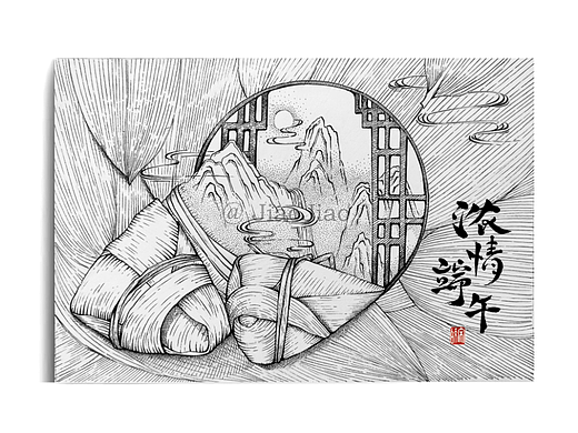 原创线描作品-浓情端午
