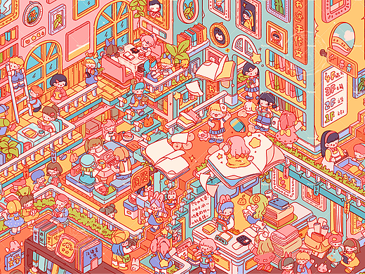 阅览室一角｜治愈系插画