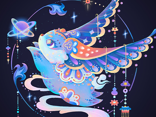 动物插画-奔月兔