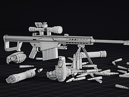 【C4D建模渲染】尝试制作巴雷特建模渲染