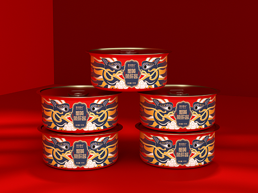 高端大气国潮蟹黄鱼肝酱包装、食品包装、喜庆、特产品