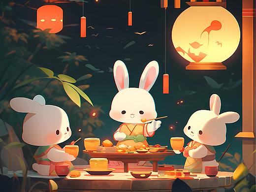 midjourney | 中秋节日插画海报